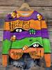 Vintage Women's Long Sleeve T-shirts Halloween Theme Witch Pattern Streetswear Polyester Tops Casual Pullover Women's Clothing