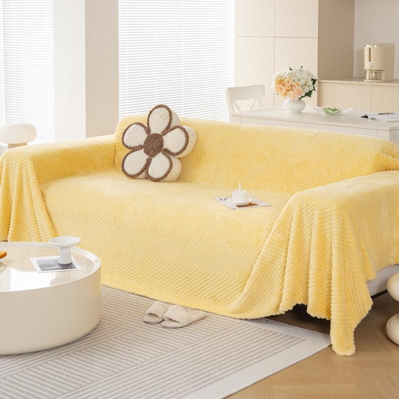 Modern Shu Cotton Velvet Chevron Sofa Towel All-season Universal Sofa Towel Anti Slip Solid Color Sofa Towel Thickening Blanket