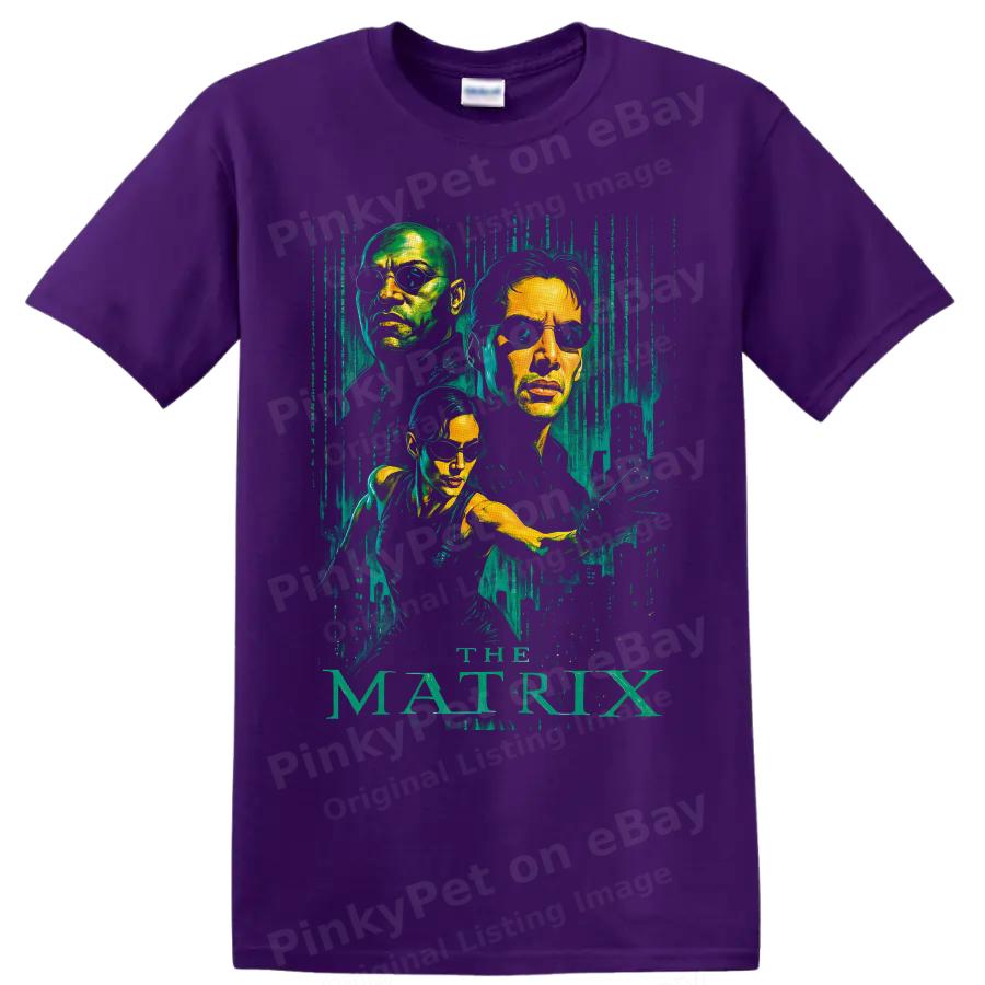 Neo Morpheus Trinity Matrix Movie T Shirt Cyberpunk Sunglasses Graphic Art Tee