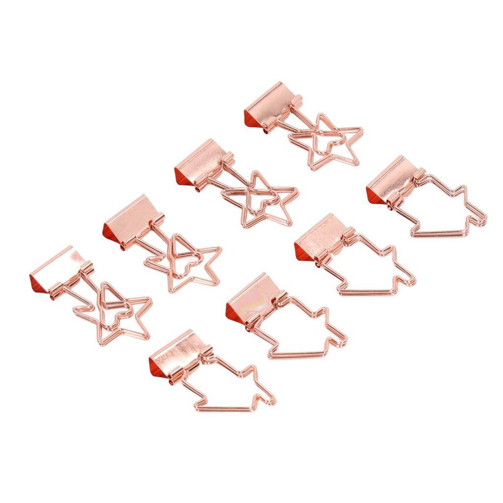 30 Stück Kleine Büroklammern Roségold Langlebiges Metall Stern- und Hausstil Hohle Binder-Clips für Dokumente Kleidung Papiere