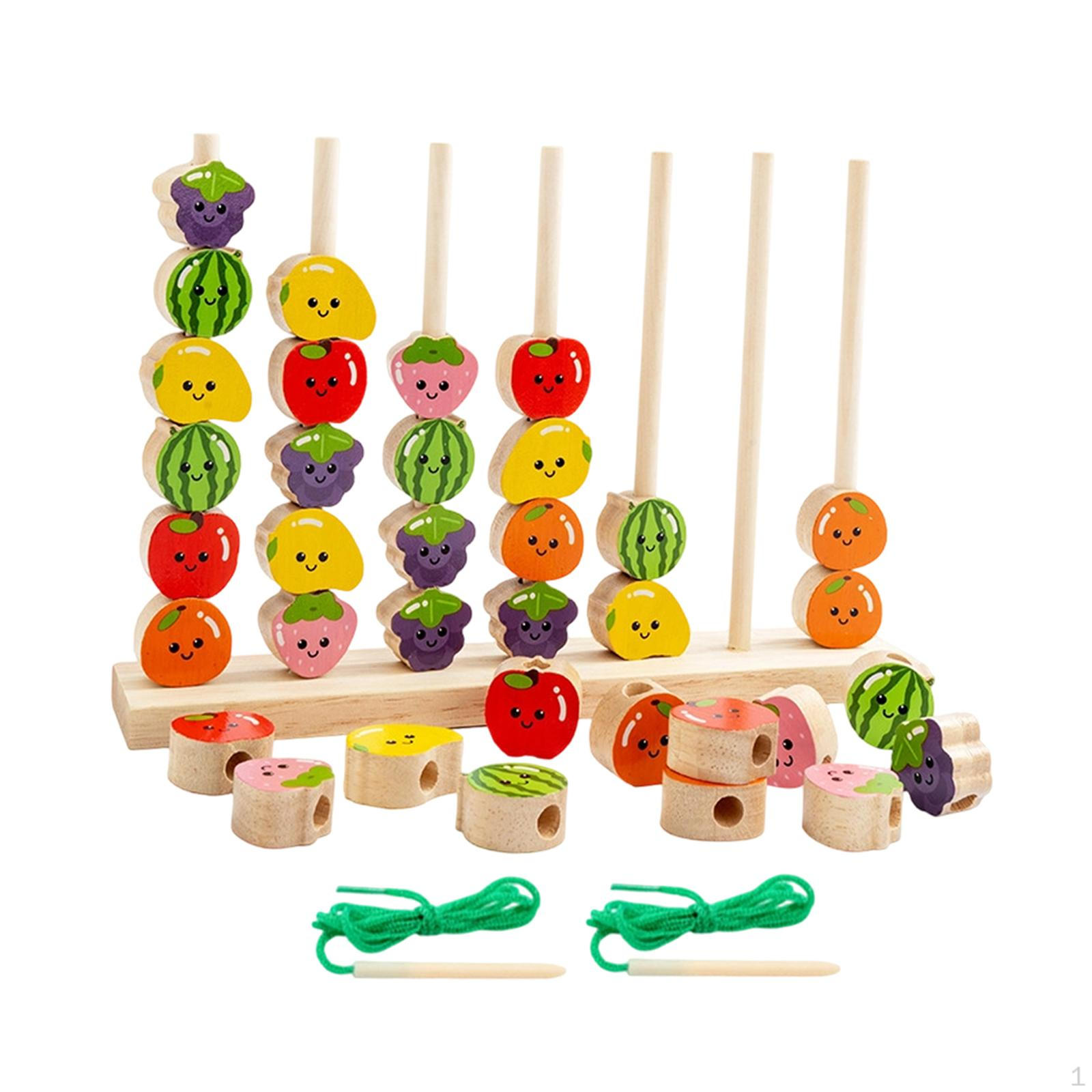 Wooden Beads Mastery Kit Sorting Blocks Educational Preschool Learning Toy Lacing Color Shape