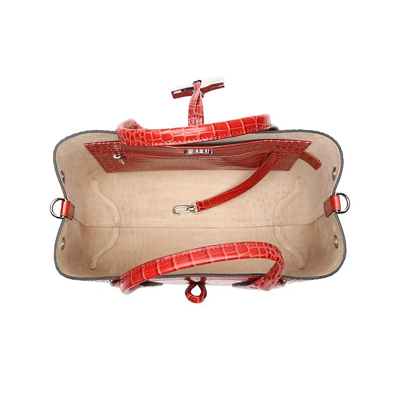 Longchamp Le Roseau 30 Crocodile Pattern Leather Short Handle Bamboo Buckle Tote Bag Medium Women Tote Bags Orange 10058HTSH21