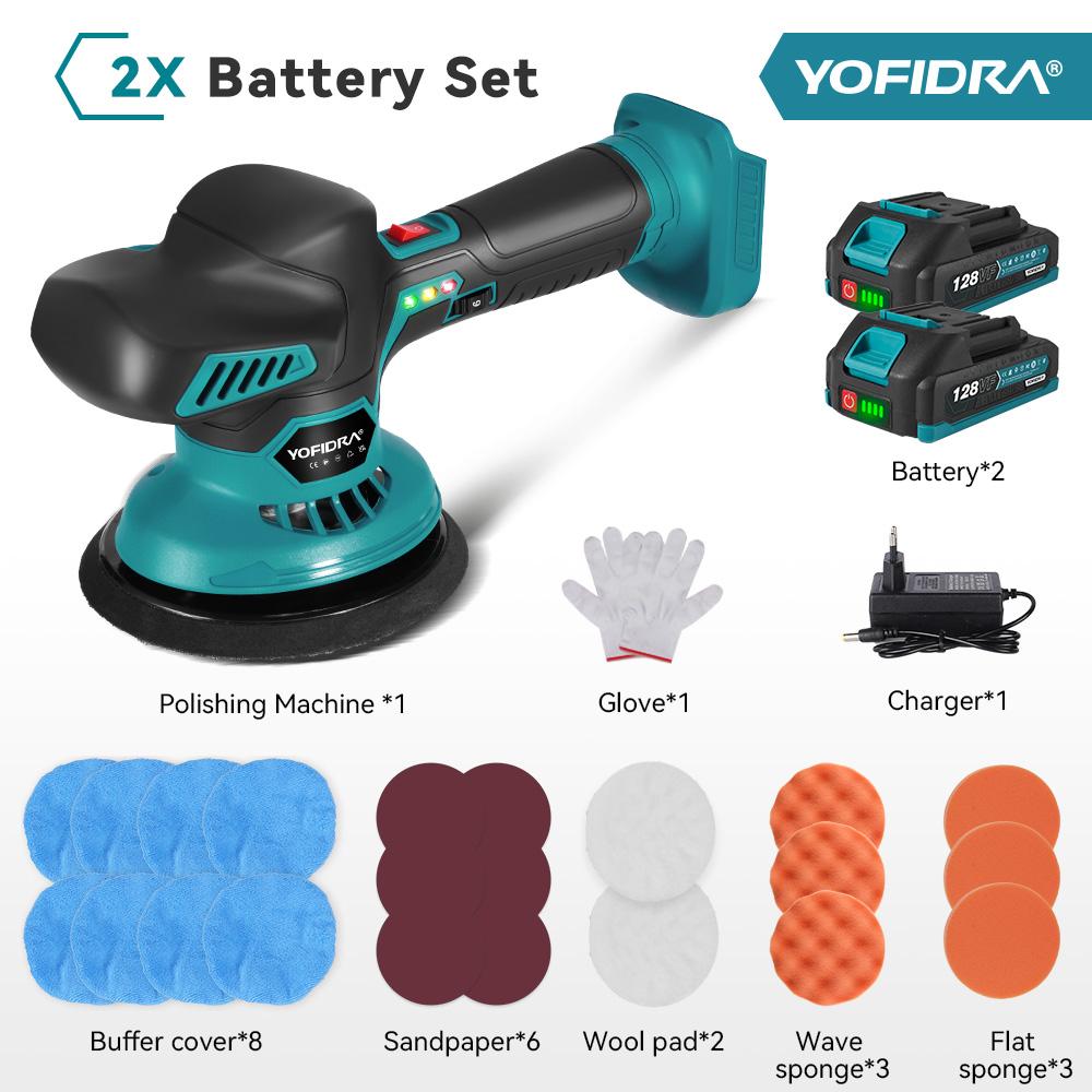 YOFIDRA 6 Gears Car Polisher 7000rpm Electric Polish Automobile  Polishing Sealing Glaze Machine Rotary Tool For 21V 18V Battery