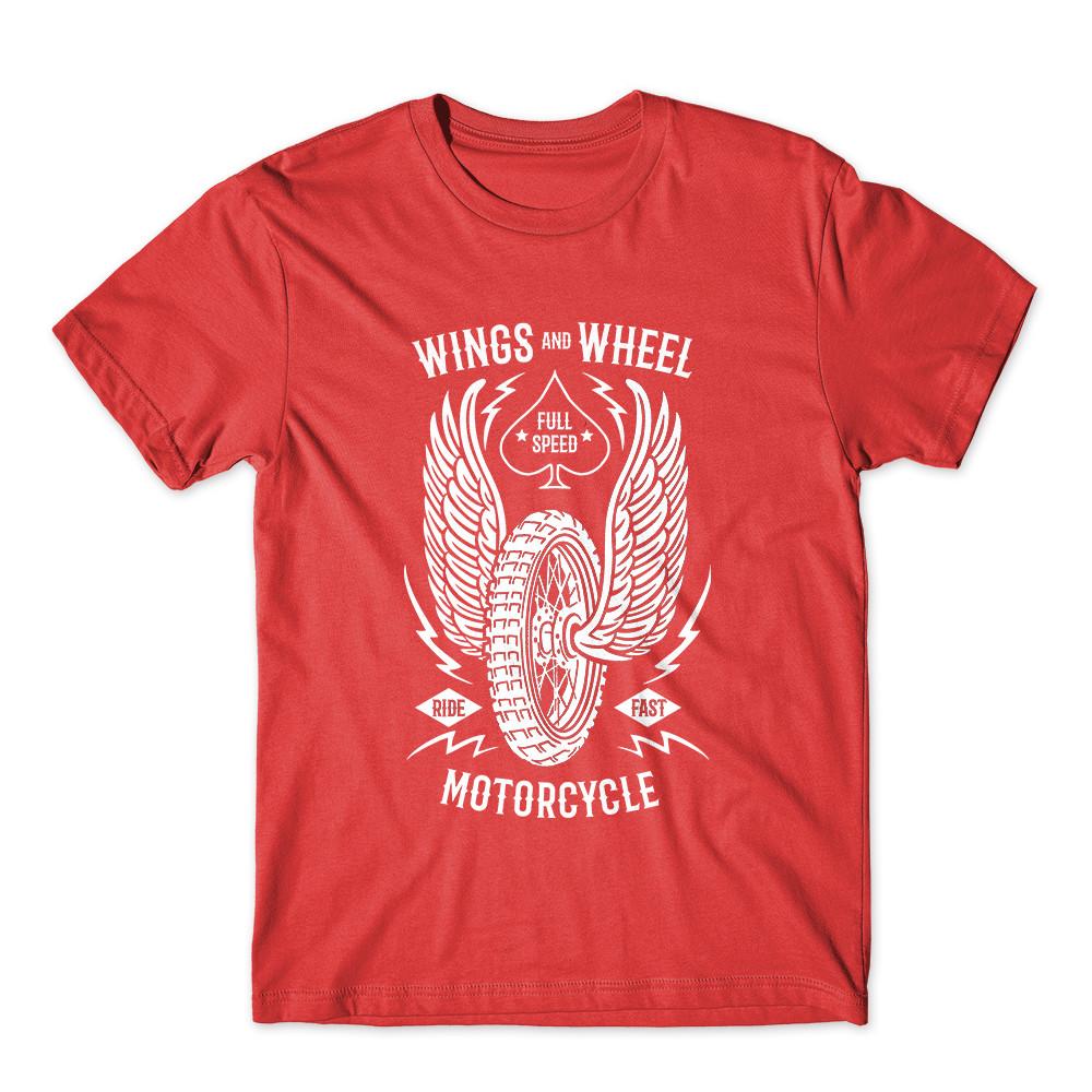 Wings And Wheel T-Shirt. Motorcycle Biker Tee 100% Cotton Premium Tee NEW
