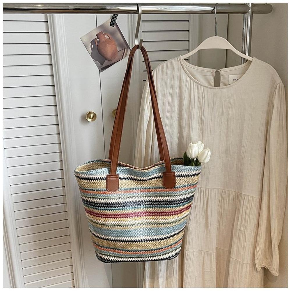 Lightweight Large Capacity Straw Multipurpose Storage Bag for Daily Use