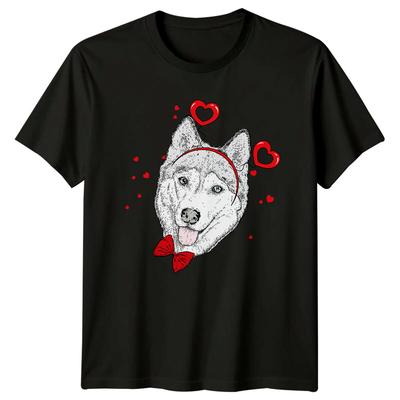 Husky Dog With Hearts Animal Unisexs TShirt Unisexs Graphic Tee Unisex Top