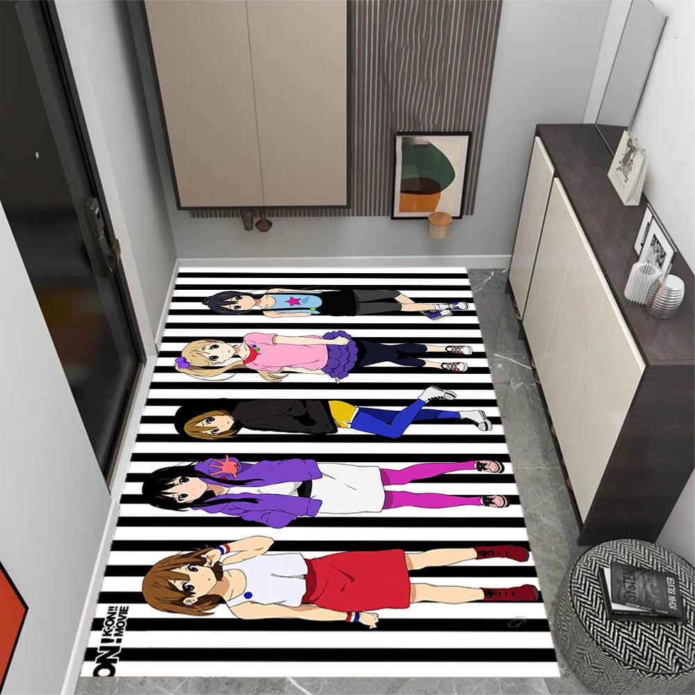 K-on! Group Pose Themed Anti-Slip Rugs - Polyester Home Decor, Suitable for Bedrooms, Living Rooms, Doorways, Studios, and Decorations