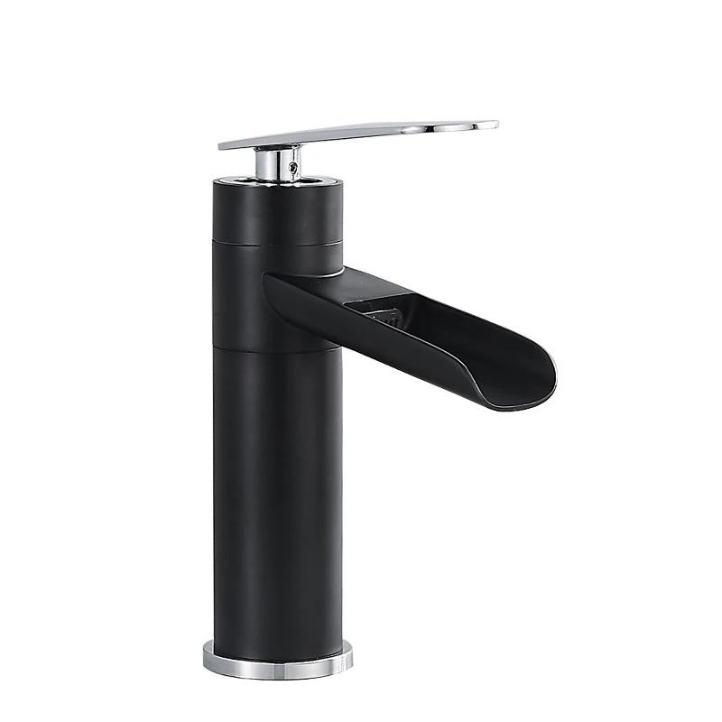 Antique Basin Faucets Waterfall Faucet Bathroom Black Sink Taps Single Lever Hot and Cold Water Mixer Taps Black White