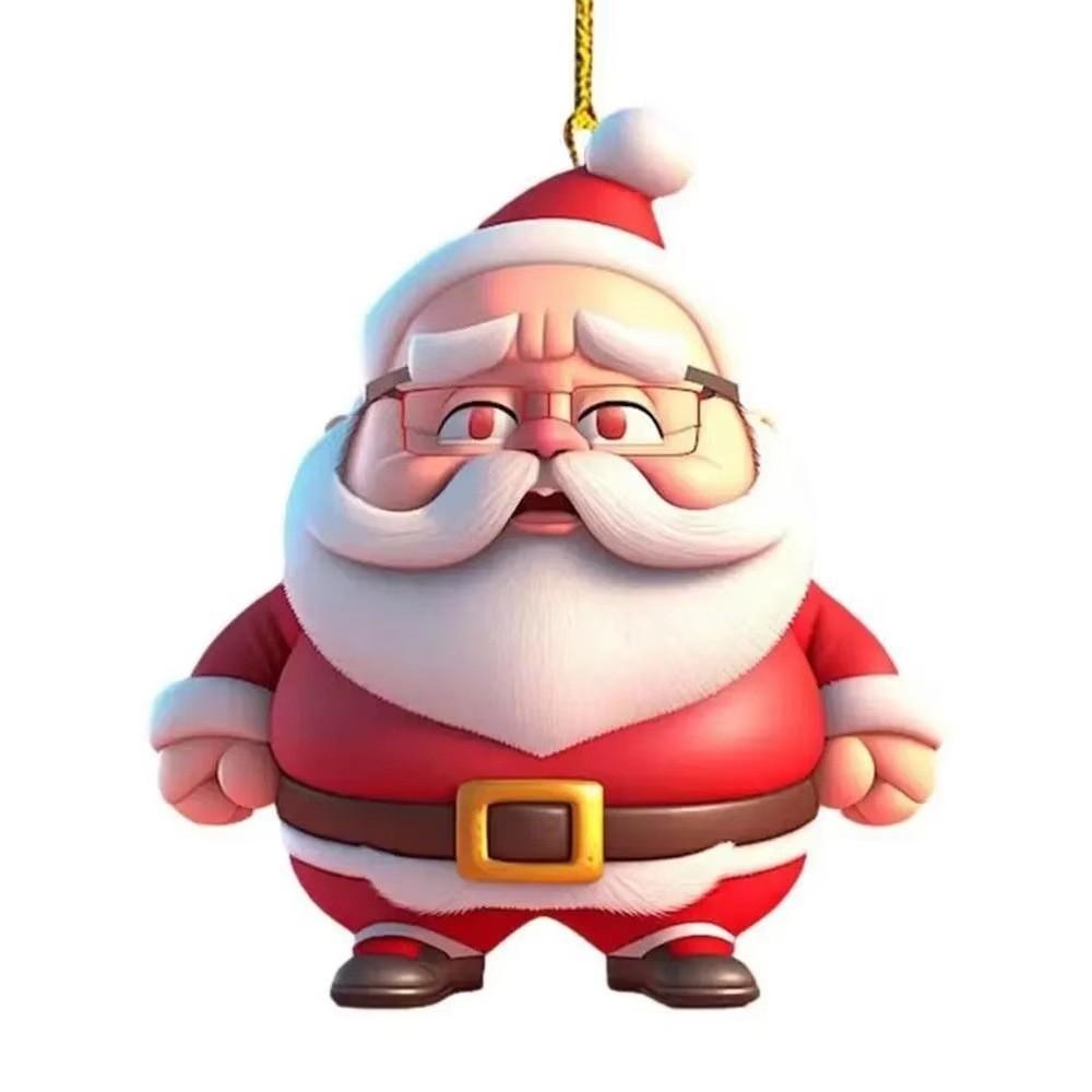 Christmas Themed Santa Claus Pattern Acrylic Pendant For Auto Interior Decor
