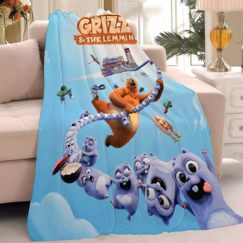 Funny G-Grizzy and The Lemmings Blanket Warm Soft Suitable For Bedroom Sofa Bed Living Room Office Travel Camping Gifts