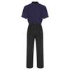 Mens Adaptive Anti-Strip Jumpsuit Lapel Short Sleeve Back Zip-up Pants Leg Zip One-piece Romper for Elderly Patient Care