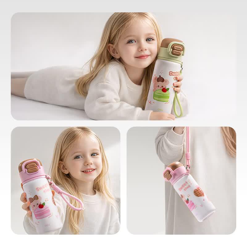 Deli Kids' Strawberry Cake 480ml Insulated Straw Cup with Dual-Drink Lid