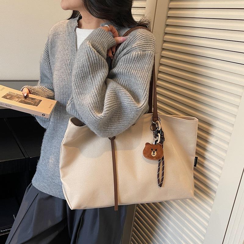 New Women Shoulder Bags Lazy Style Canvas Comfortable and Versatile Texture Tote Bag Lightweight Large Capacity Commuter Bag