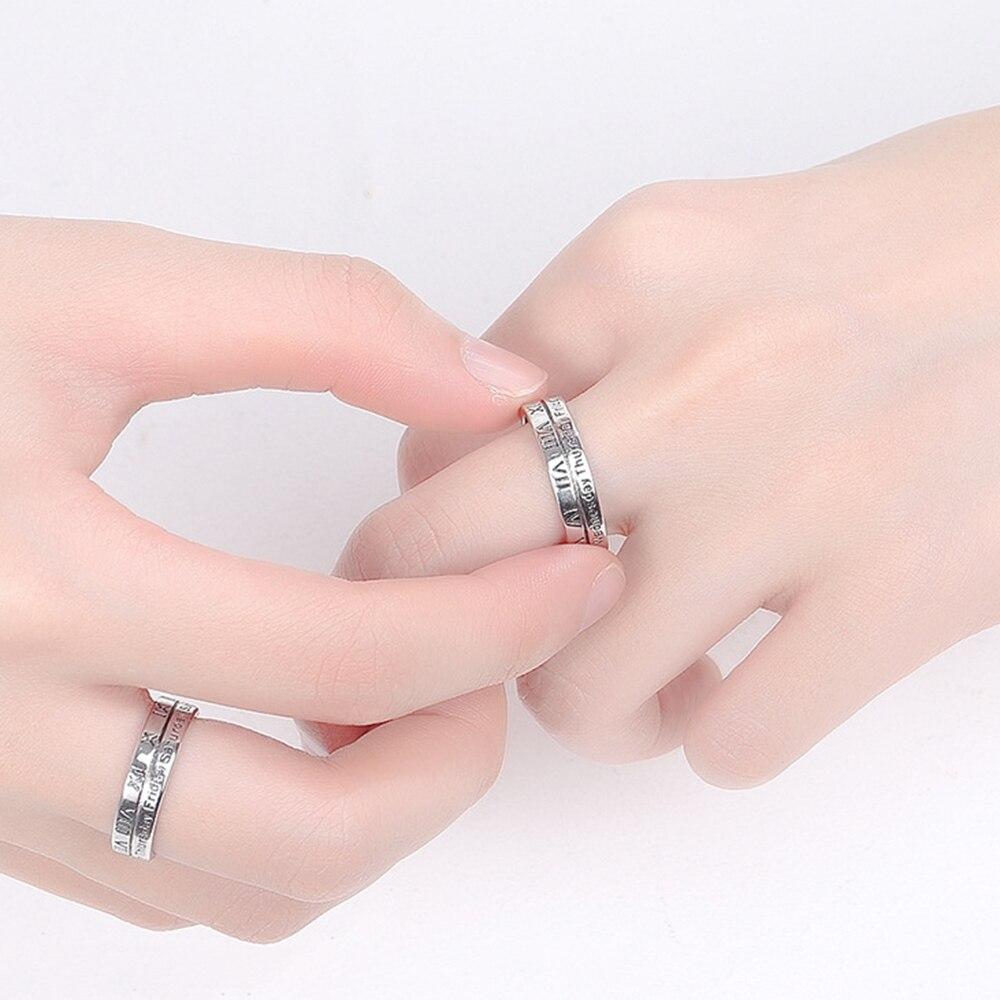 New Fashion Roman Numeral Week Couples Ring S925 Silver A Pair Rings For Lovers Jewelry Adjustable Anniversary Valentine Gift