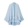 Summer New Women's Clothing European and American Style Fashion Temperament Ruffle Edge Stand-up Collar Horn Sleeve Cape Dress Women