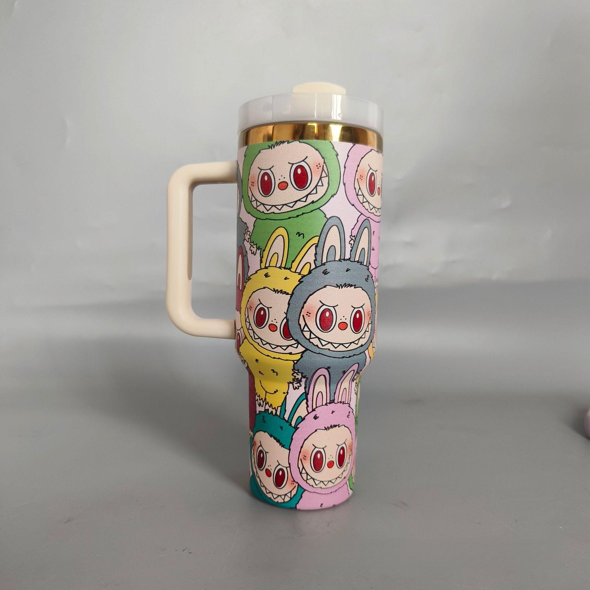 

Cartoon Bingba Cup Large Capacity Thermos Cup 304 Stainless Steel with Straw Car Cup 40oz