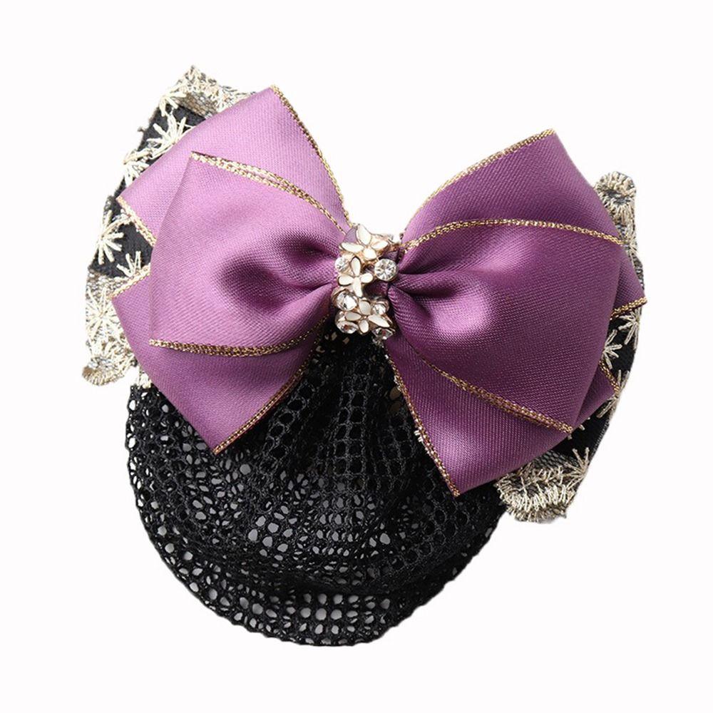 For Girls Pearl  Ponytail Clip Women Spring Clip Hairgrips Cover Net Korean Bun Snood