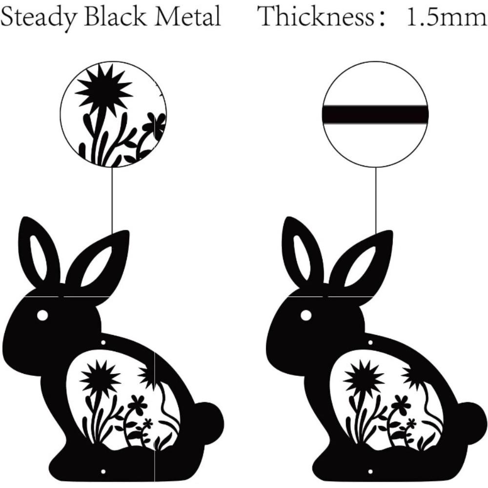 Metal Wall Art Rabbit, Black Iron Sculpture for Indoor Outdoor Home Garden Decor, 9.4x7.9 Inch