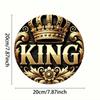 Metal Wall Art Poster, Retro Crown Round Tin Sign, Vintage Home Decor Wedding Gift