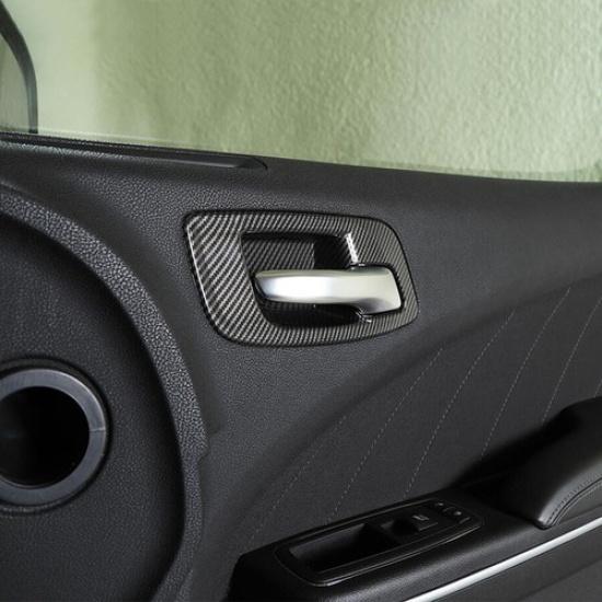 For 2015- Dodge Charger Carbon Fiber Inner Door Handle Bowl Decor Cover Trim