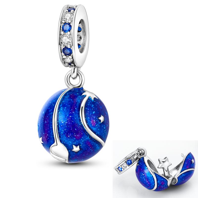 Copper Blue Color Charms Beads Devil'S Eye Pyramid Earth Butterfly Dangle Fit Original Fashion Bracelet Diy Jewelry