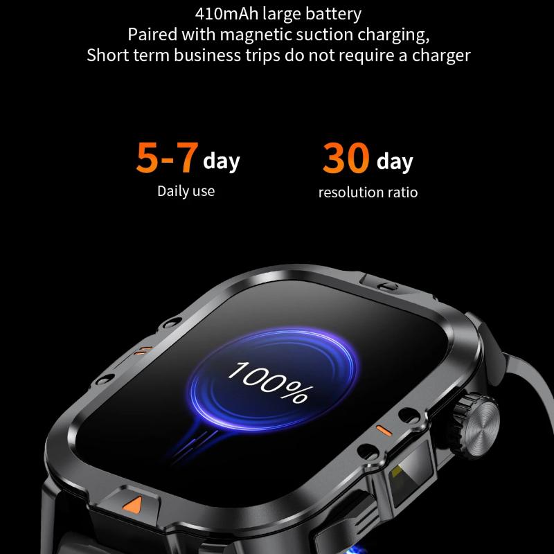 2025 Nieuwe 2.01-inch HD Scherm Heren Smartwatch met Zaklamp Buitensporten Heren Horloge IP68 Waterdicht Gezondheidsmonitor Oproep Smartwatch