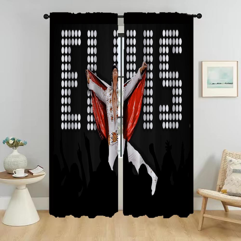 Elvis Partition Modern Living Room Curtains 2 Pieces Shades Halloween Decoration Tulle for Bedroom Home Interior Curtains Camera