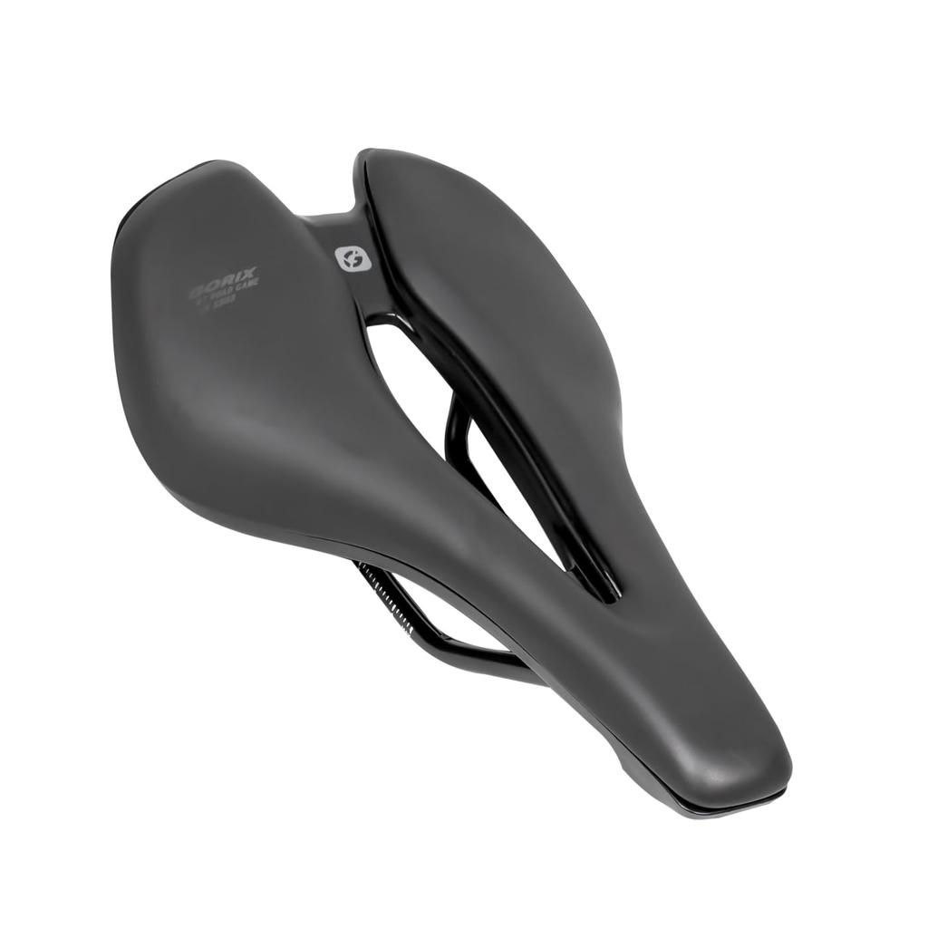GORIX Bicycle Saddle Saddle with Wide Road Bike Shock Perforated Stylish Replacement Black ROAD GAME GR [Short Seat] Cushion, Absorption, Breathable,