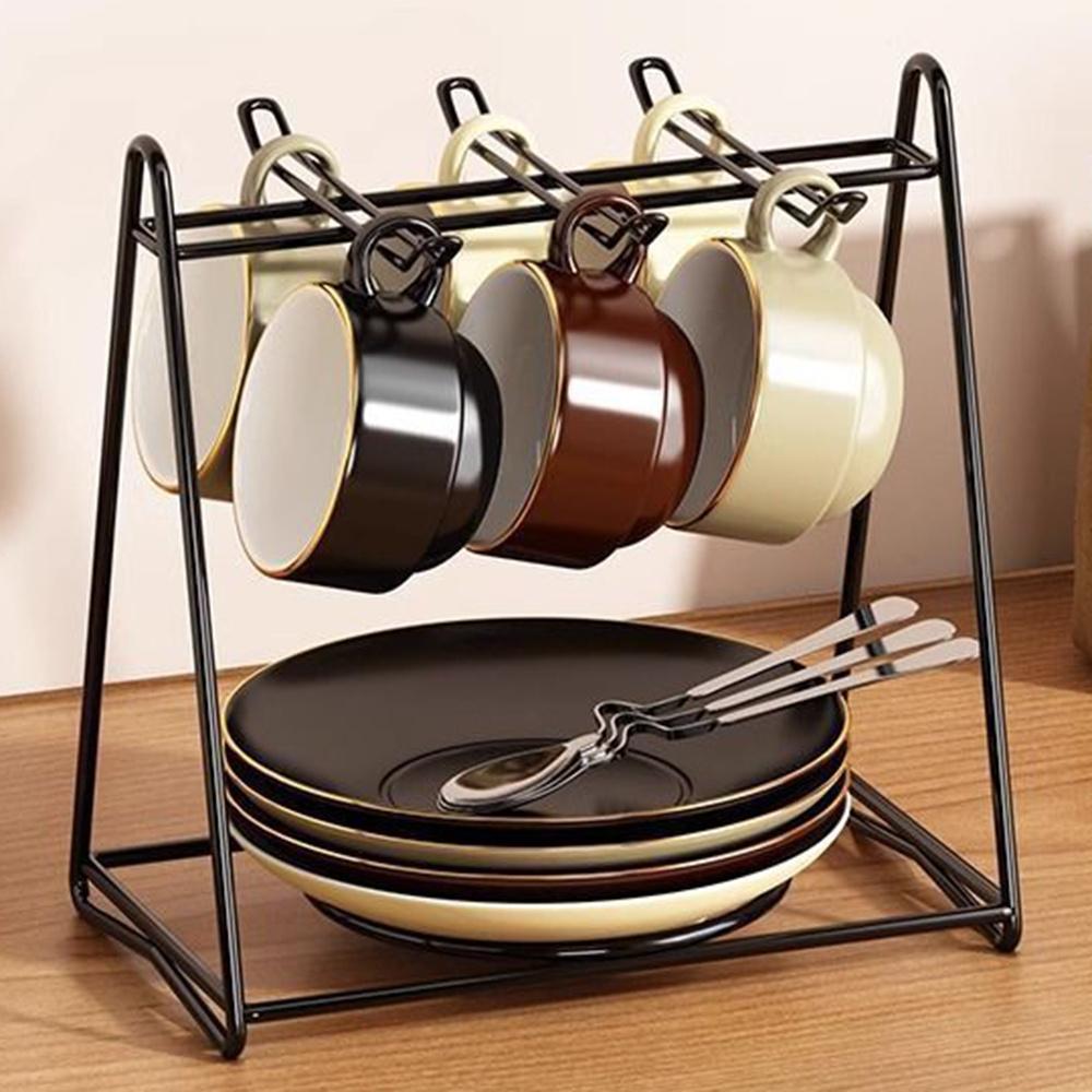 

Cup Holder Stand Iron Art Kitchen Storage Rack Coffee Mug Organizer Dish Display Shelf A