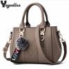 Stickerei Umhängetaschen Damen Leder Handtaschen Taschen für Damen Sac a Main Damen Haarball Handtasche