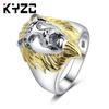 Domineering Gold Lion Head Ring, Cast Animal Titanium Steel Ring, Retro Non-Fading Men'S Ring