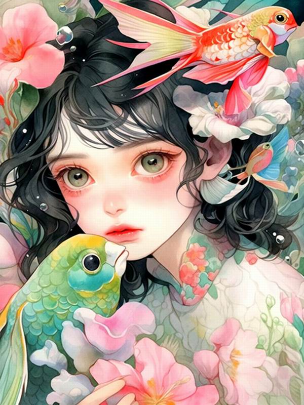 Κινούμενα Σχέδια Κορίτσι Ζωγραφική με Διαμάντια Νέες Αφίξεις DIY Πλήρης Τετράγωνη Στρογγυλή Τρυπάνι Στρας Κέντημα Λουλούδια και Πουλιά Μωσαϊκό Κιτ Σταυροβελονιάς Διακόσμηση Τοίχου