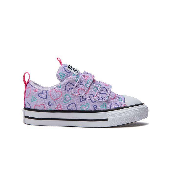 Converse Chuck Taylor All Star EasyOn Low TD Hearts Baby Sneakers Purple Vapor-Violet Oops-Pink A08382C