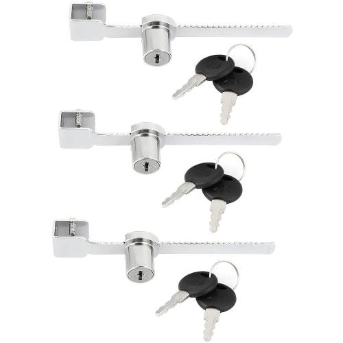 RUOFENG Showcase Locks, Metal, Silver Tone, Pack of 3