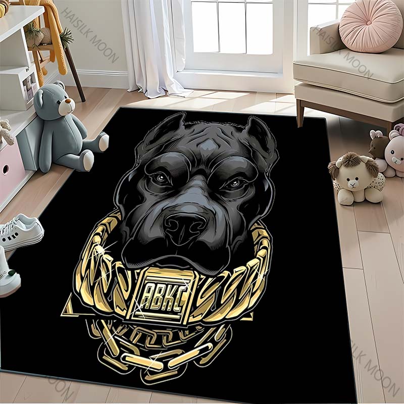ABKC Rug for Bedroom Dog Theme Carpet for Teens Office Area Large Decor Black Carpet for Dining Living Room Playroom Floor Mat