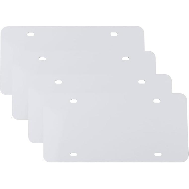 4Pcs Blank Aluminum License Plate Sublimation Blanks, 12X6 Inch Metal Tag For Design, DIY Personalized Car Plate, US/Canada Standard With Precise белый