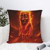 Tung Tung Sahur Burning Fire Meme Pillow Case  Soft Pillow Cover Funny Cushion Cover For Living Room Chair