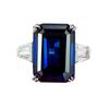Luoxi Temple 2023 S925 Silver Simulated Emerald Cut Royal Blue Ring