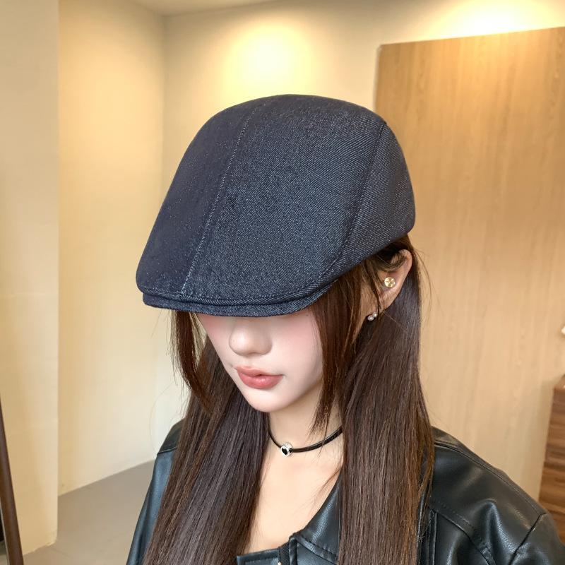 American retro-style women's autumn and winter plain solid color versatile beret, duckbill cap, newsboy cap, artist hat
