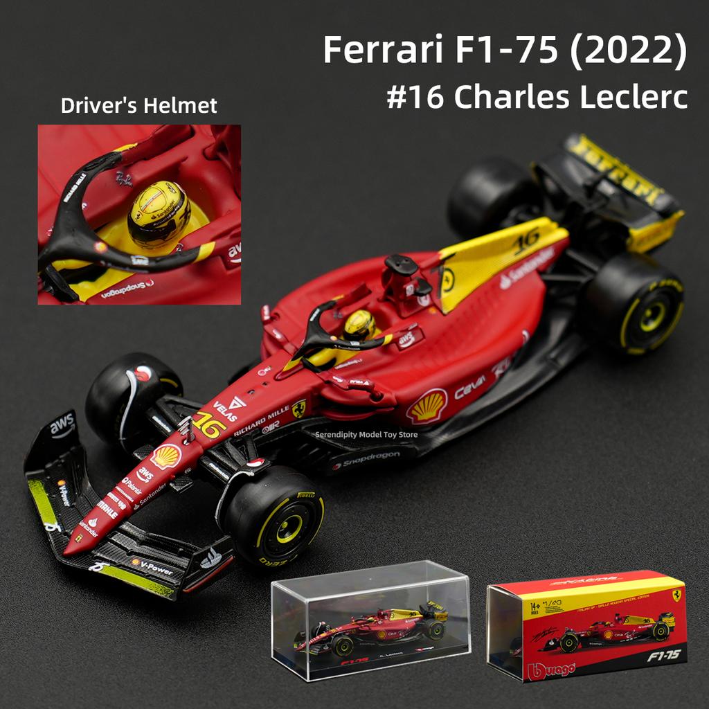 בבוראגו 1:43 פרארי 2022 F1-75 #16 מכונית פורמולה 1 רכב Die Cast דגם אספנות צעצועי מרוץ קופסת אקריל