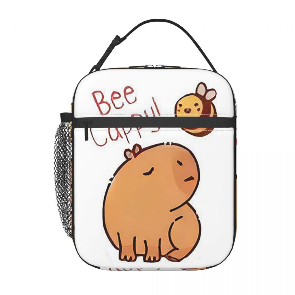 Bee And Capybara Bee Cappy Insulated Lunch Bag for Women Children Portable Food Boxes Thermal Lunch Box Tote