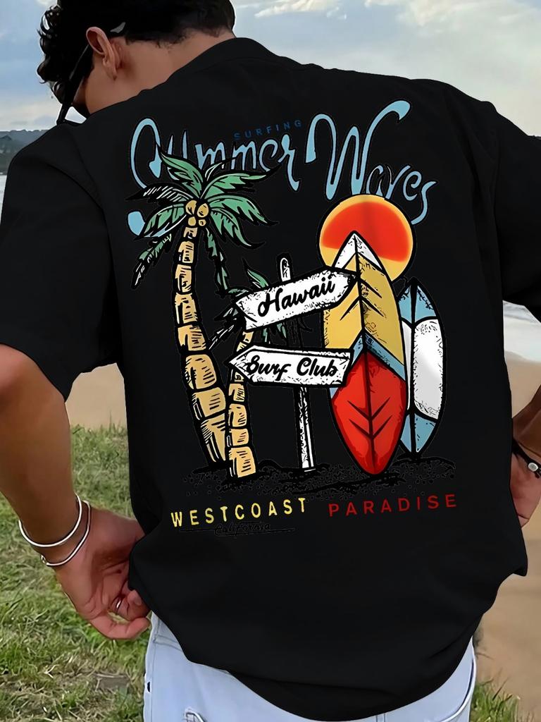 West Coast Surfing Palm Tree 3d Print Sport Quickdry Breatha Unisex Unisex Tshirt Outdoor Street Beach Vacation Parentchild Clothing