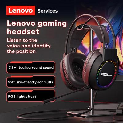 Cuffie Originali Lenovo E03 Cablate con Luce RGB e Microfono Jack USB Driver Immersivi da 50 mm Chiamata HD 7.1 Riduzione del Rumore Cuffie Gaming Over-Ear