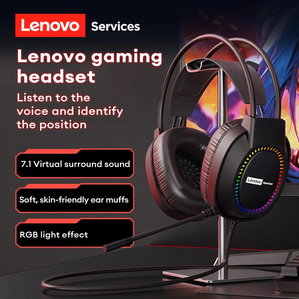 Căști Originale Lenovo E03 cu Fir, cu Lumină RGB, cu Microfon, Mufă USB, Difuzoare Imersive de 50mm, Sunet 7.1 HD, Reducere Zgomot Apel, Căști Gaming Over-Ear