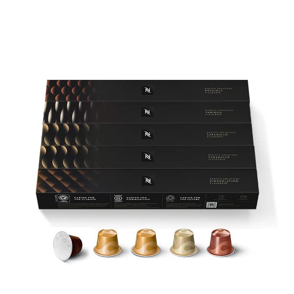 [Official Nespresso] Nespresso Original Barista Creations Flavored Coffee Set (4 Flavors, 50 Cups) with Original Capsules (RO-E05K51)