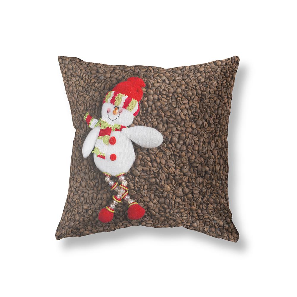 Cute Snowman Merry Christmas Print Pattern Cushion Cover Home Living Room Sofa Decoration Square Pillow Pillow Cover