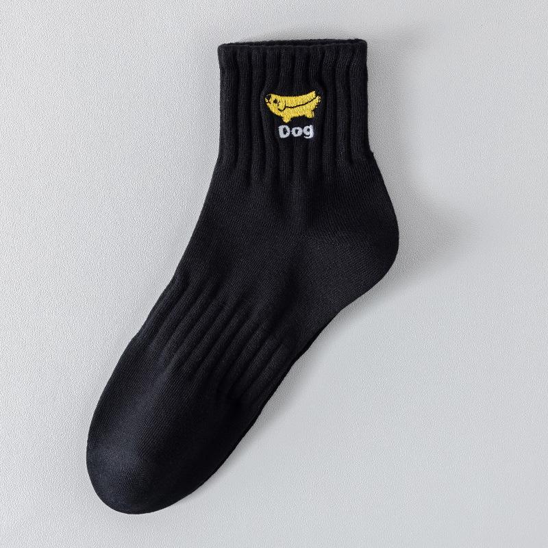 

Men s Socks Dog Embroidery Japanese Kawaii Cartoon Cute Funny Socks Men Male Cotton Breathable Hip Hop Skateboard Sports Socks EUR 39-43