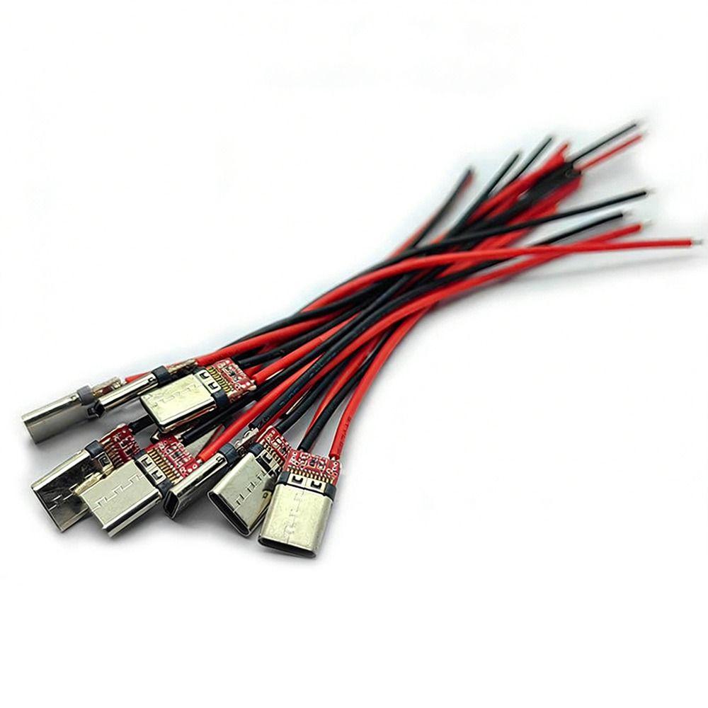 10pcs Professional 20AWG USB C Connector Welding Male to Female Type-C Wire Universal 2 Pin Connector Electronic Repair