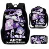 School Season Kpop Demon Hunters Student School Bag Girls Large Capacity Middle School Student Backpack Three-Piece Set