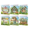 6Pcs Easter Egg Bunny Diamond Painting Greeting Card Kit Daily Wish Card for Friends 5D DIY Greeting Card for Easter Party Gift